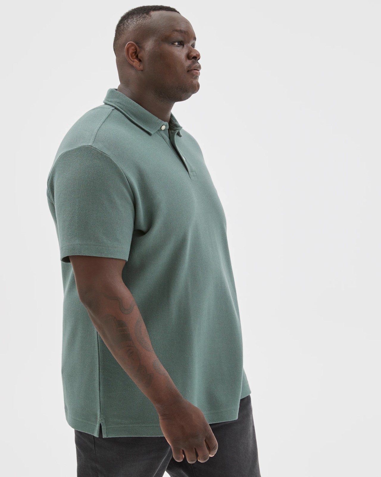 Plus Size Australian Cotton Textured Polo Top - Balsam Green 4 of 6
