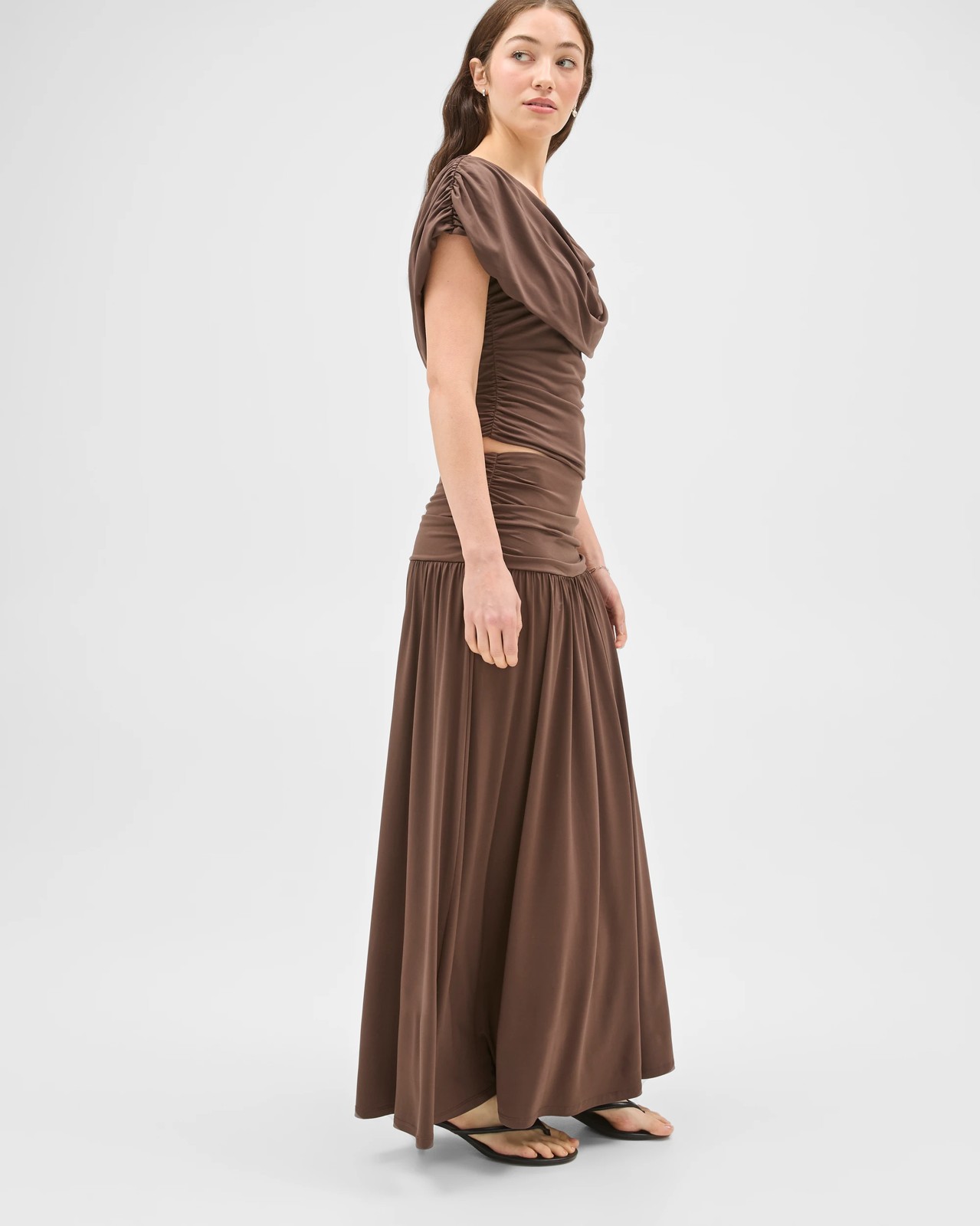 Lily Loves Drape Maxi Skirt - Bark 5 of 5