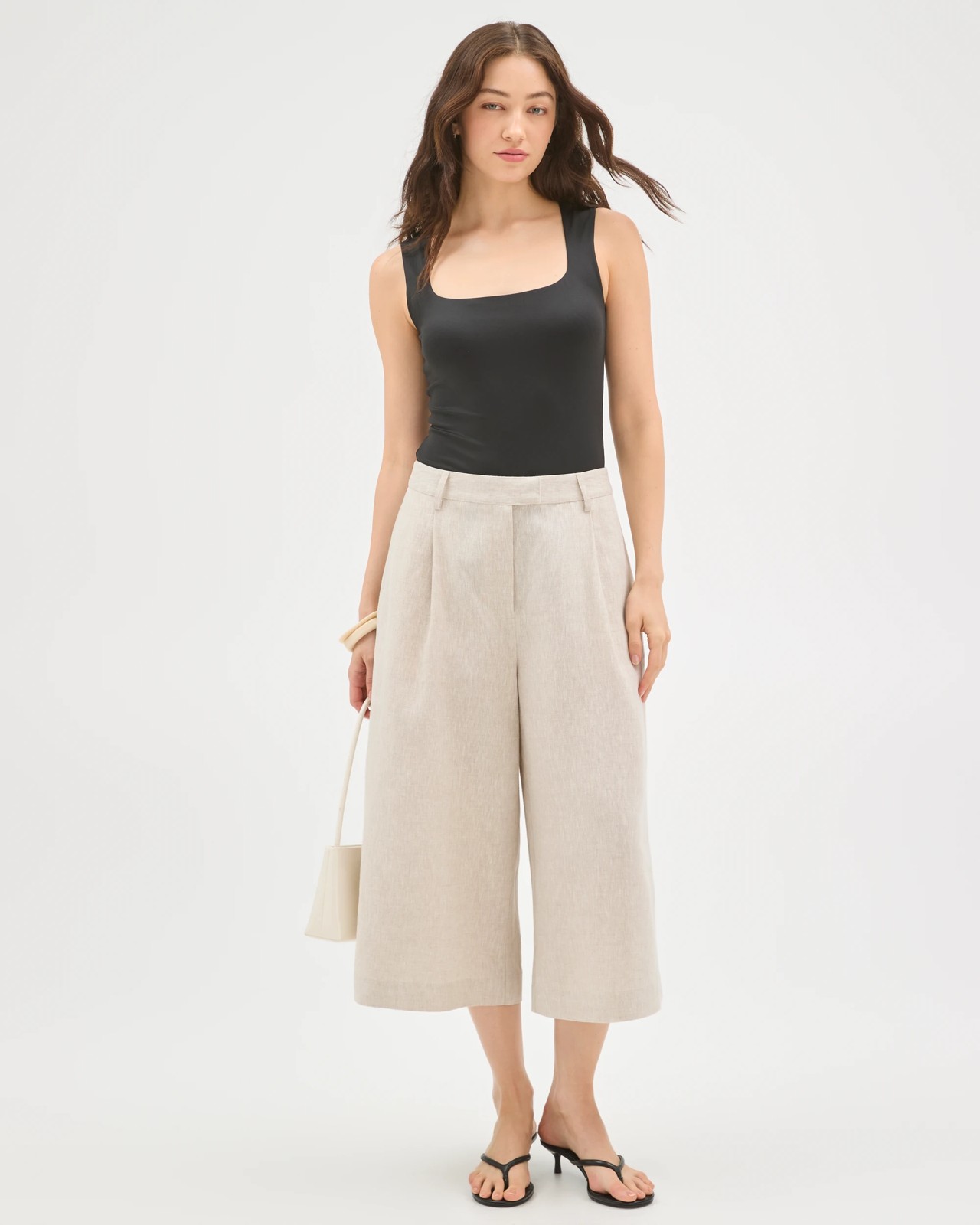 Lily Loves European Linen Culotte Pants - Natural 5 of 6