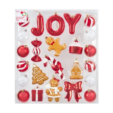 24 Pack Candy Cane Decoration Pack - Anko