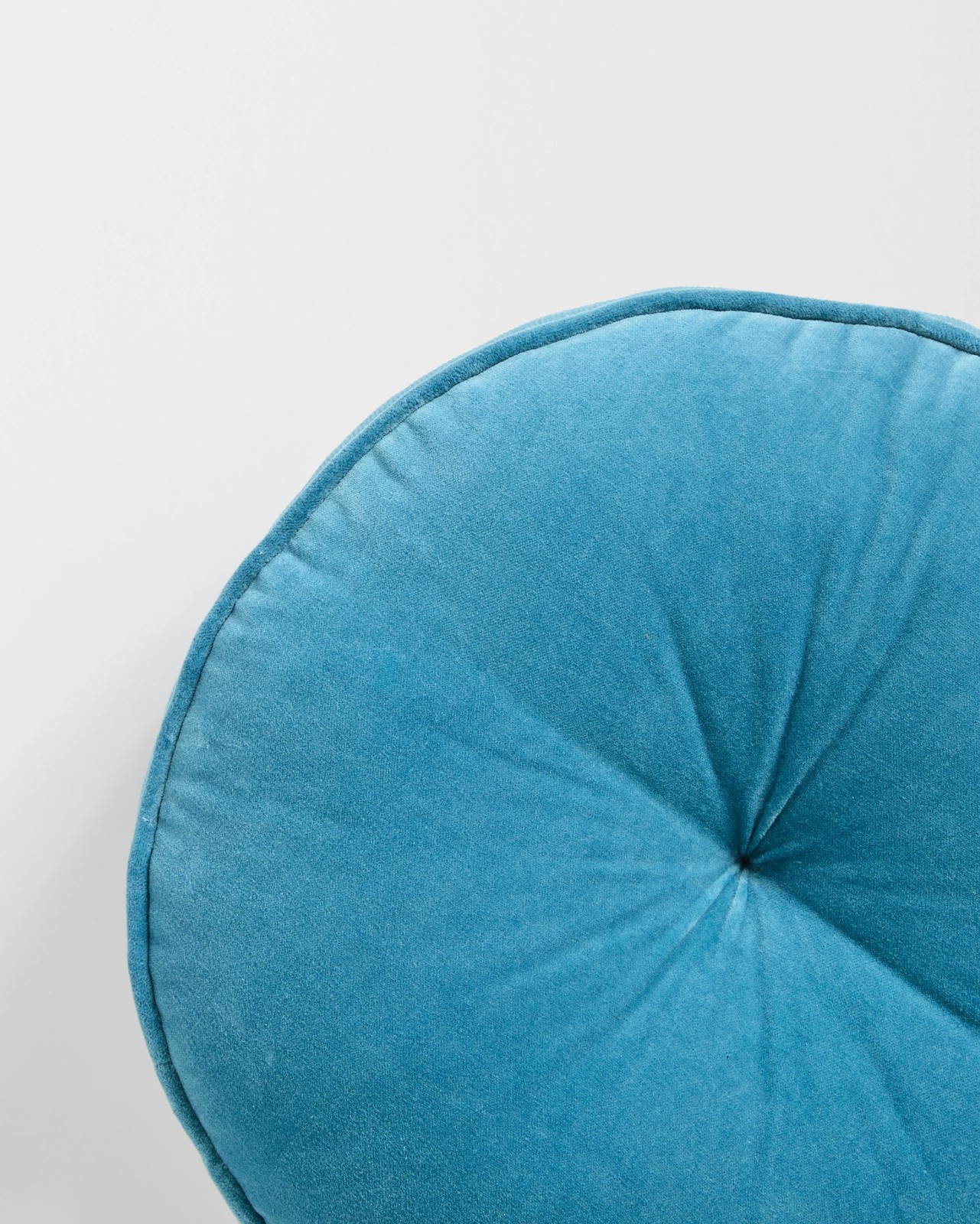 Lacy Velvet Round Cushion - Adriatic Blue 2 of 2