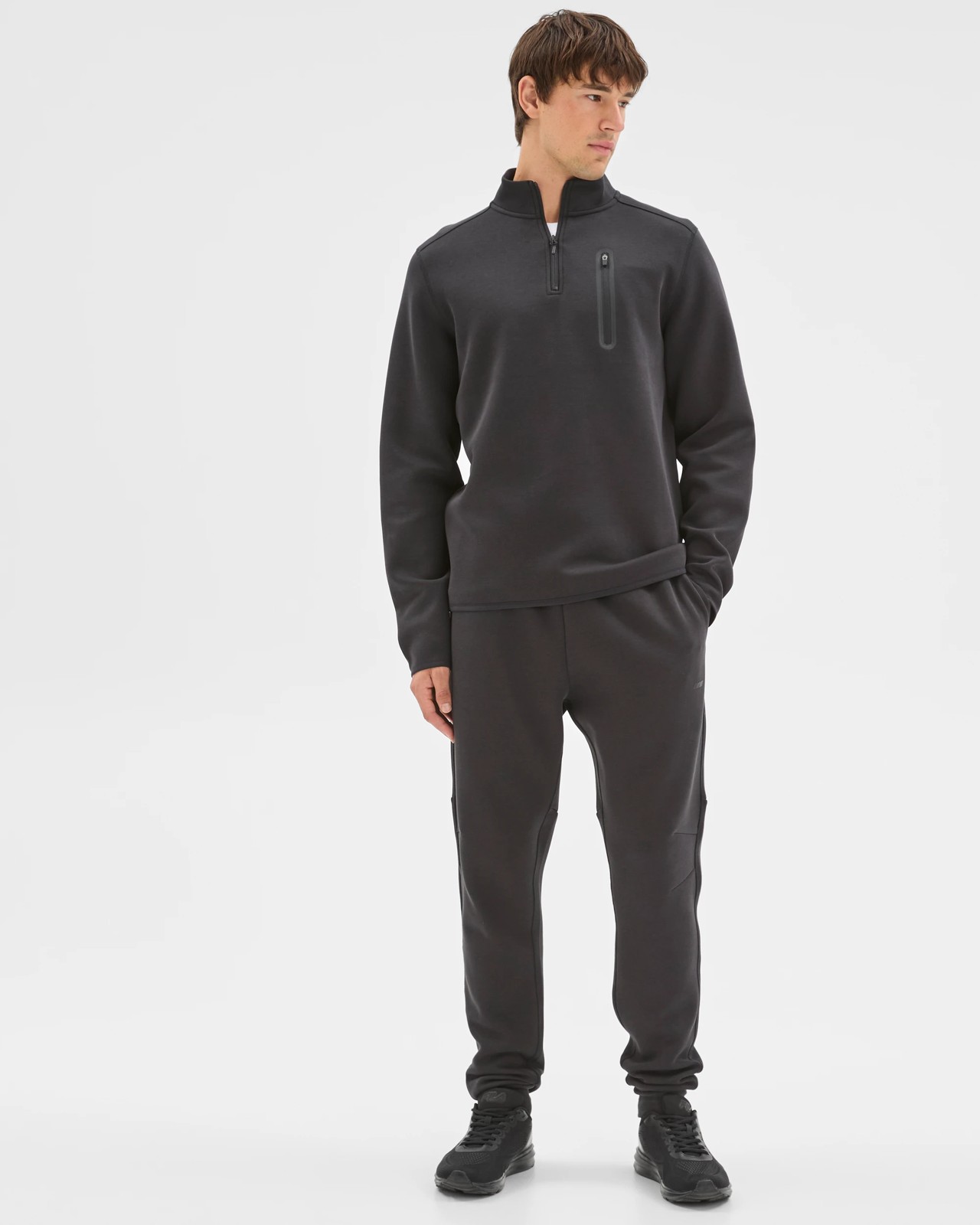 Active Australian Cotton Blend Tech Quarter Zip Jumper - Black 2 of 6