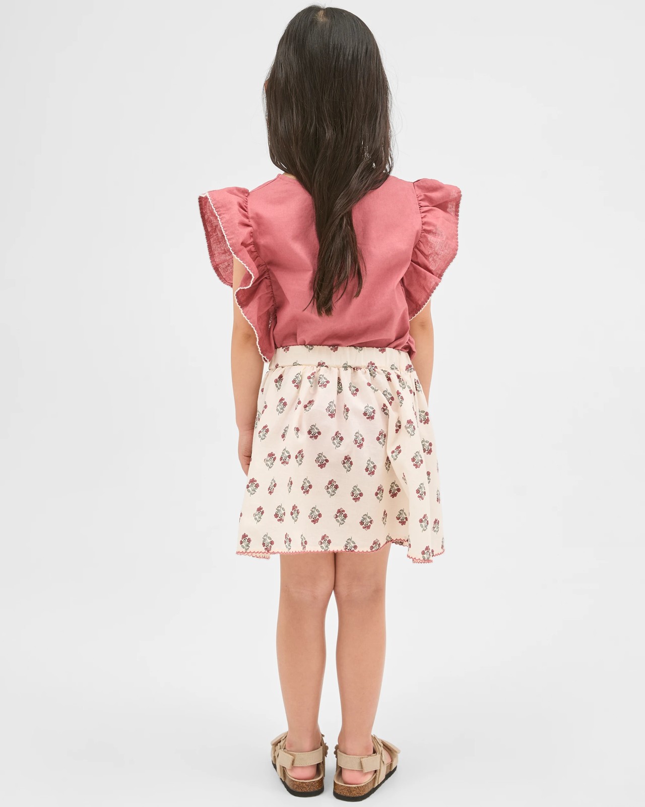 Australian Cotton Blend Woven Skirt - Stamp AOP Neutral 5 of 5