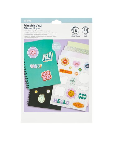 Anko 8 Pack Printable Vinyl Sticker Paper