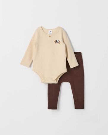 Baby Organic Cotton Waffle Bodysuit and Leggings Set