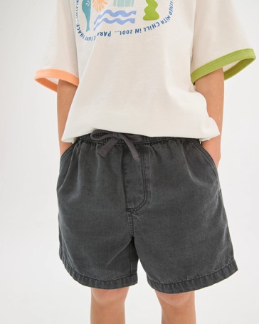Cotton Chambray Volley Shorts