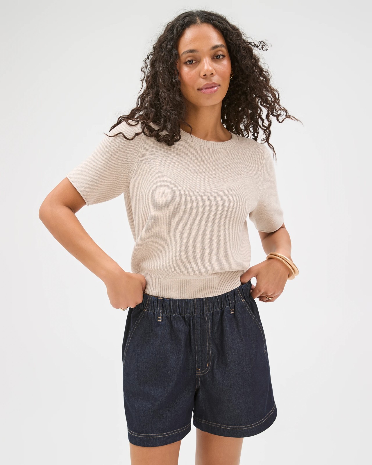 Pull On Relaxed Denim Shorts 3 of 5