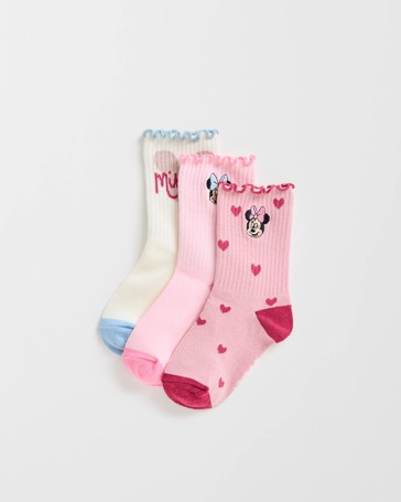Disney Minnie Mouse 3 Pack Girls Crew Socks