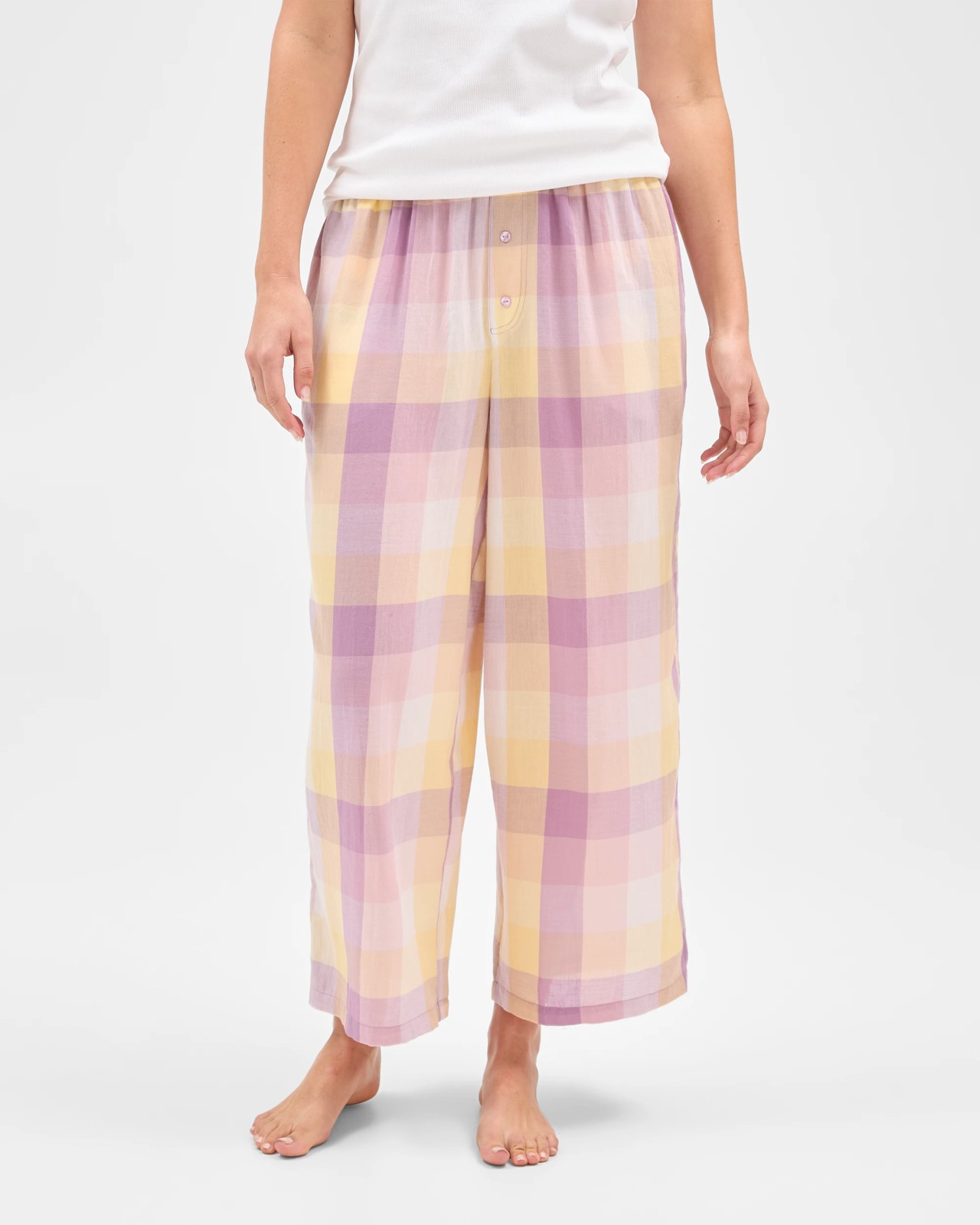 7/8 Length Sleep Pants - Check Purple 4 of 6