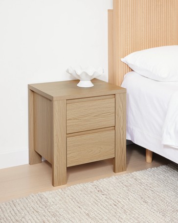 Anko Tide 2 Drawer Bedside Table - Oak