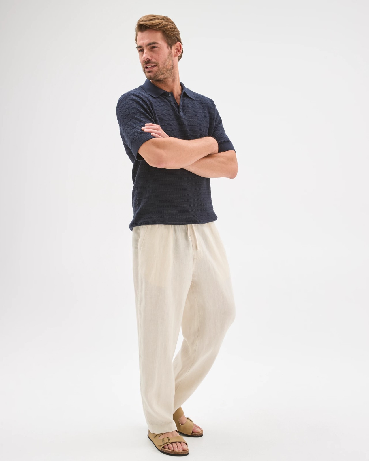 European Linen Wide Leg Pants - Stone 2 of 5