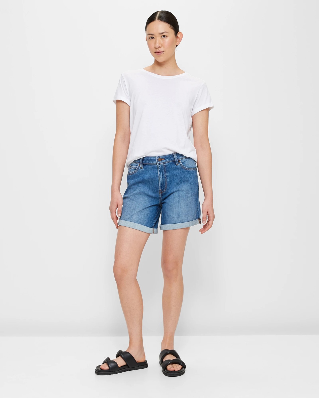 Classic Roll Cuff Denim Shorts | Target Australia