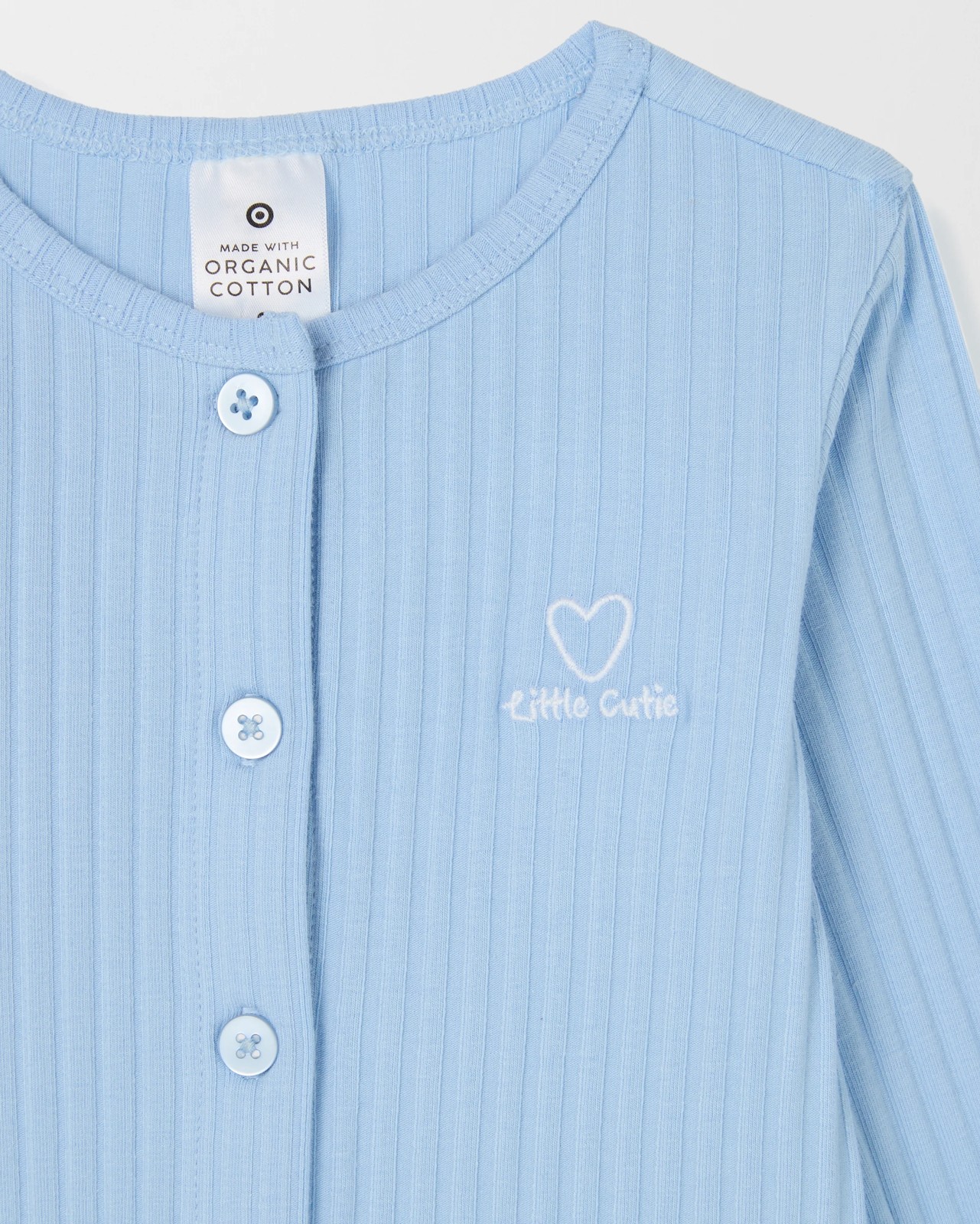 Baby Organic Cotton Rib Bodysuit with Cardigan Set - Pale Blue 3 of 3