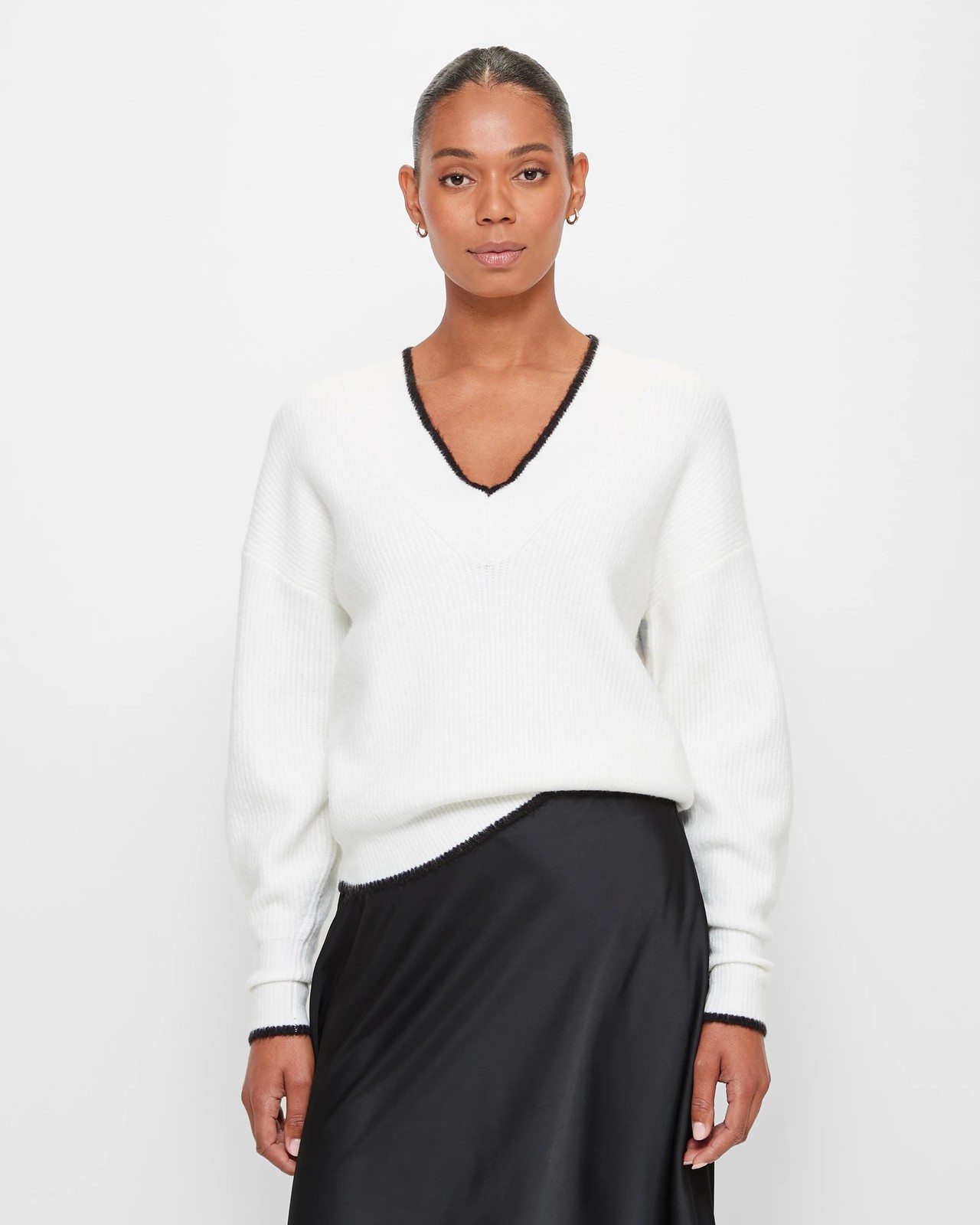 V Neck Puff Sleeve Knit Jumper Preview Target Australia