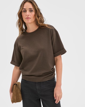 Turnback Cuff Boxy Rib T-Shirt