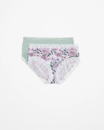 2 Pack Modal and Lace Midi Briefs