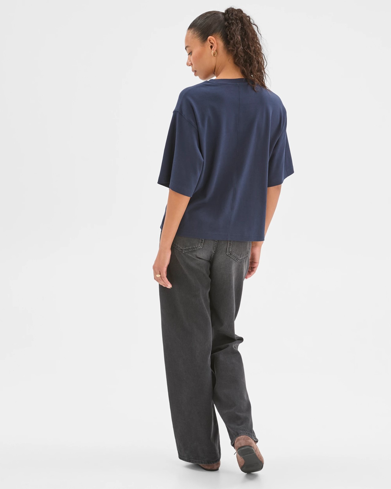 Australian Cotton Heavyweight Boxy T-Shirt - Navy Blazer 6 of 6