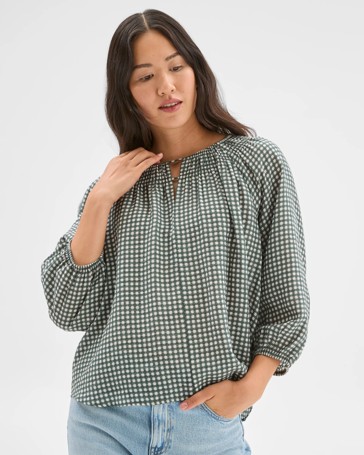 3/4 Sleeve Neck Detail Blouse