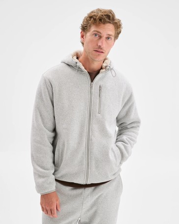 Teddy Lined Zip Through Fleece Hoodie