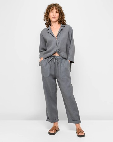 European Linen Tapered Leg Pants