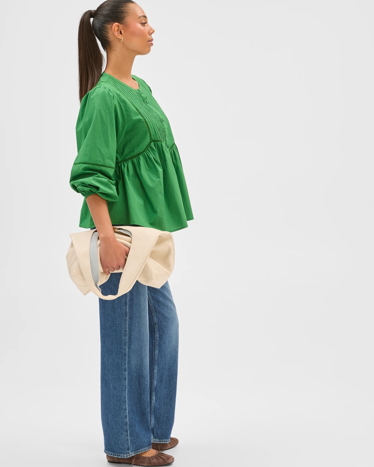 Long Sleeve Femme Detail Blouse - Verdant Green 2 of 5