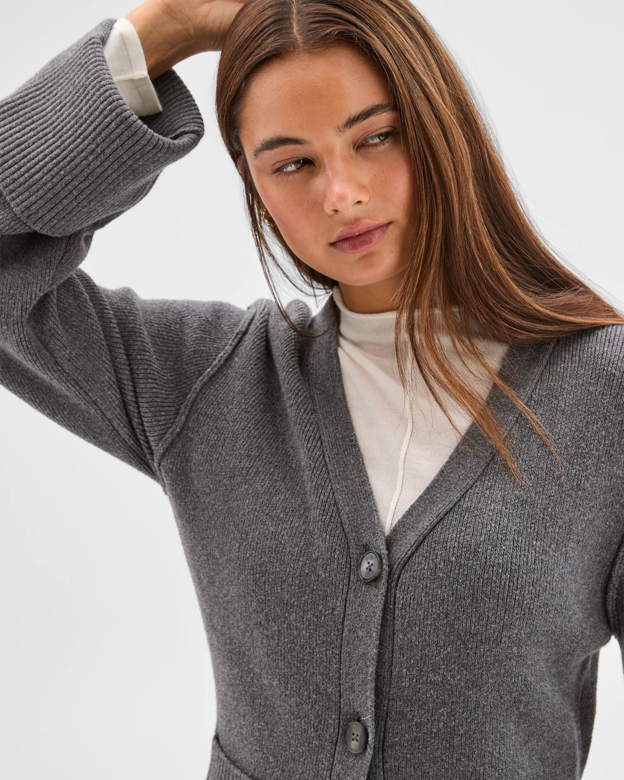 Lily Loves Australian Cotton Blend Longline Cardigan - Charcoal 6 of 6