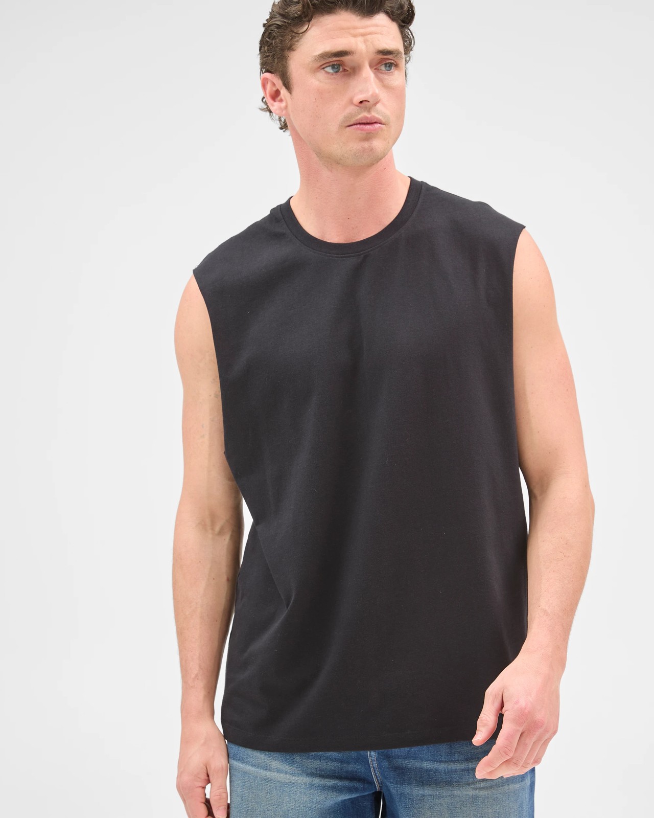 Australian Cotton Plain Tank Top  - Black 3 of 5