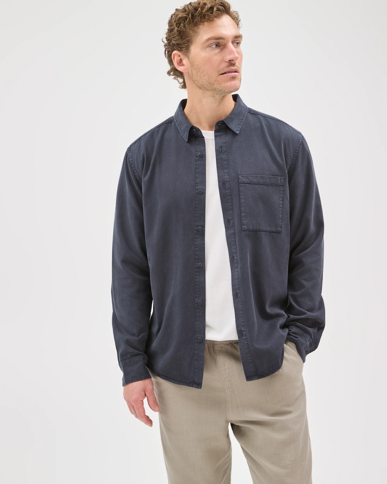 Long Sleeve Washed Shirt - Night Sky 5 of 6