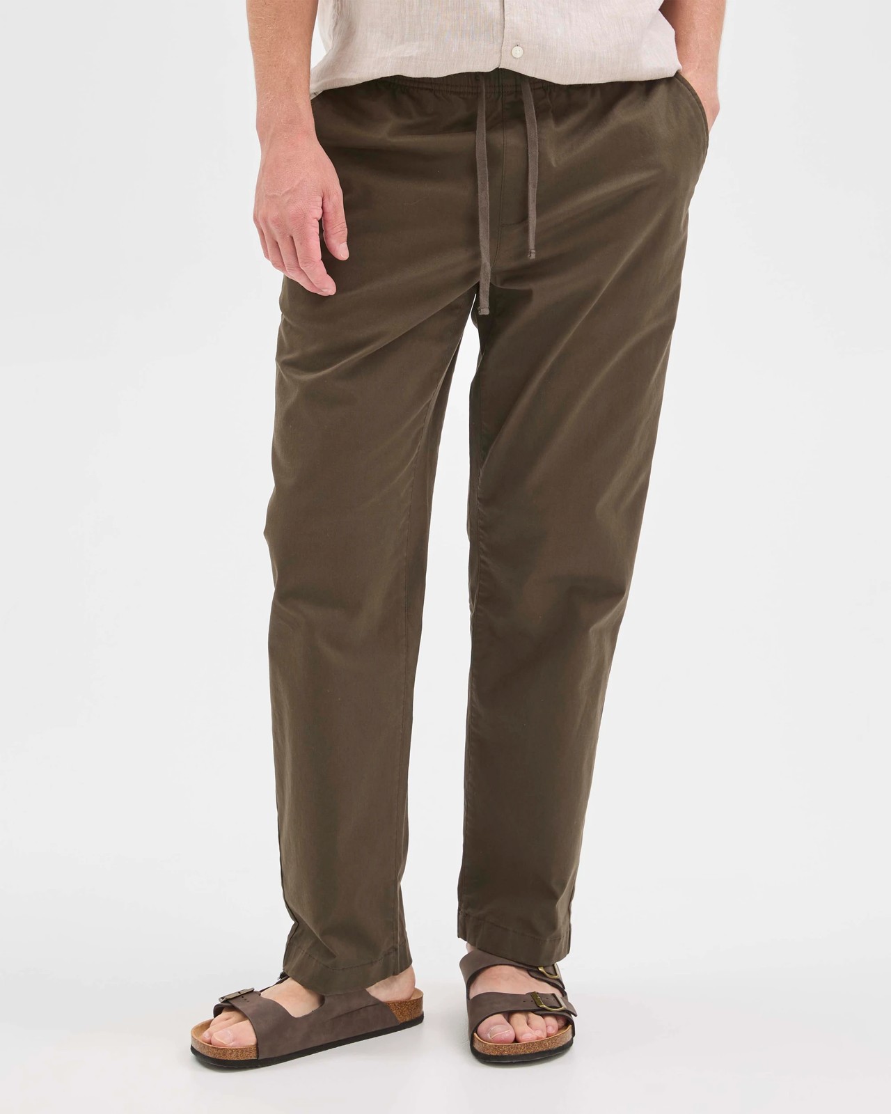 Australian Cotton Elastic Waistband Chino Pants - Dark Olive 4 of 5