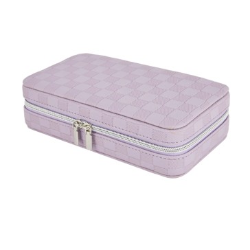 Lilac Check Large Zip Jewellery Case - Anko