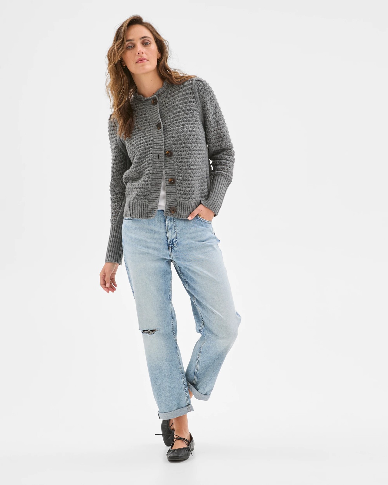 Denim Mid Rise Courtney Girlfriend Jeans - Frost 2 of 6