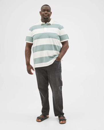 Plus Size Australian Cotton Block Stripe Polo Top