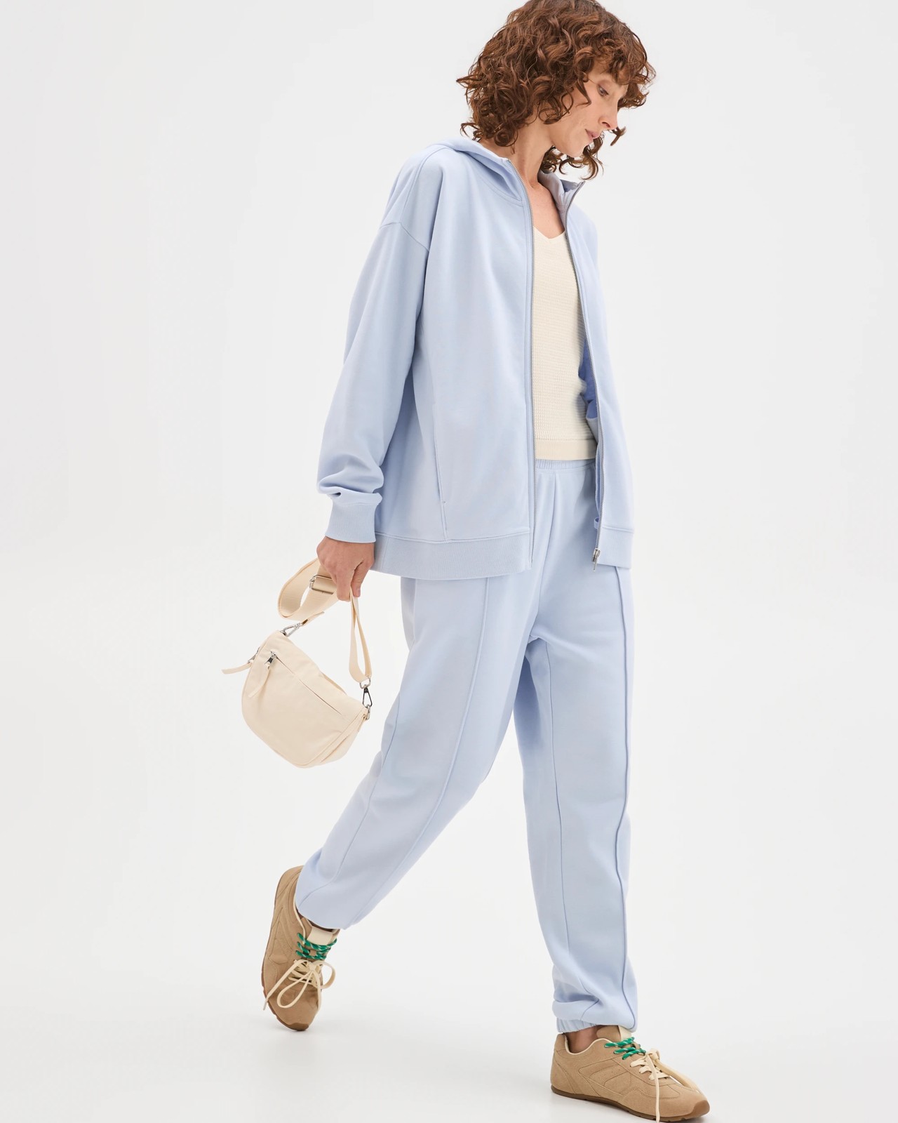 Active Australian Cotton Blend Fleece Zip Through Hoodie - Ice Blue 3 of 5