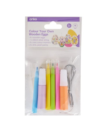 Anko 11 Piece Colour Your Own Wooden Eggs