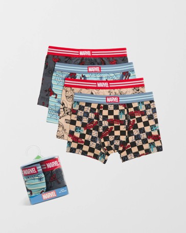 Licensed Marvel Spider-Man Australian Cotton 4 Pack Younger Boys Trunks