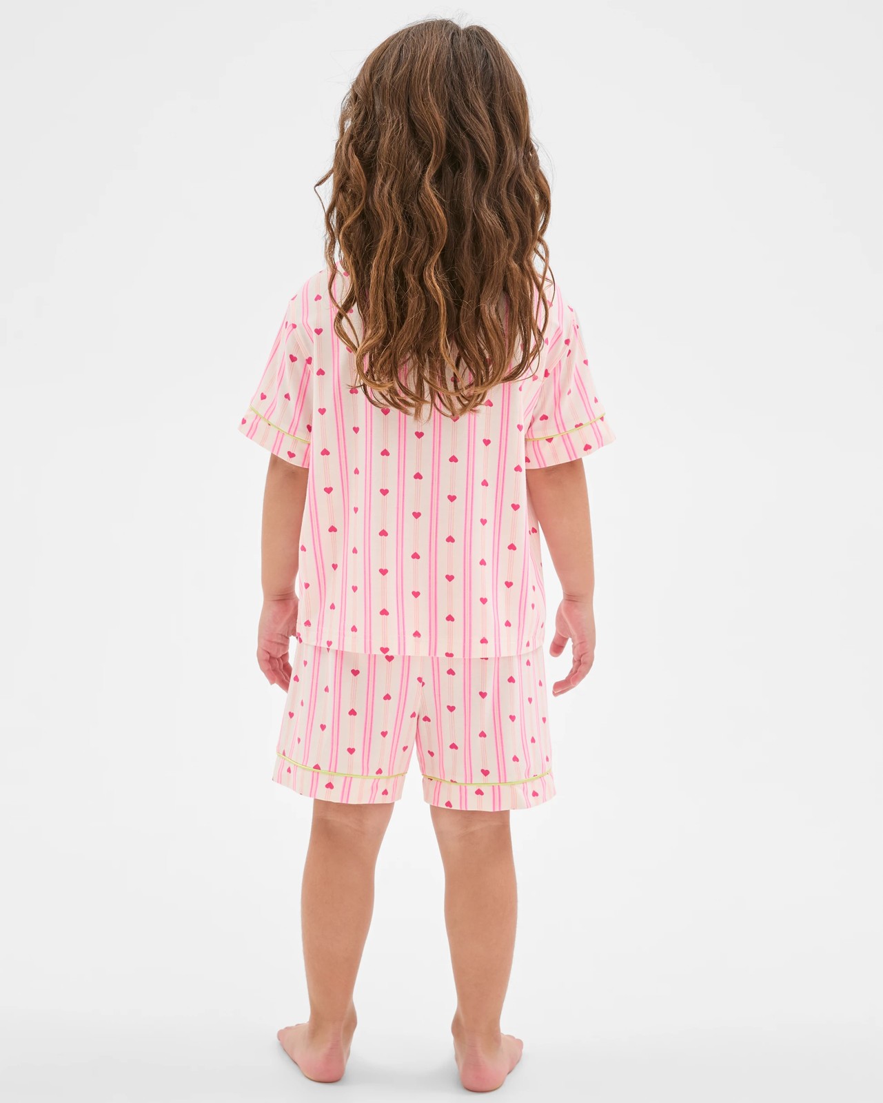 Bamboo Younger Girls Button Through Knit Pyjama Set - Heart 4 of 6