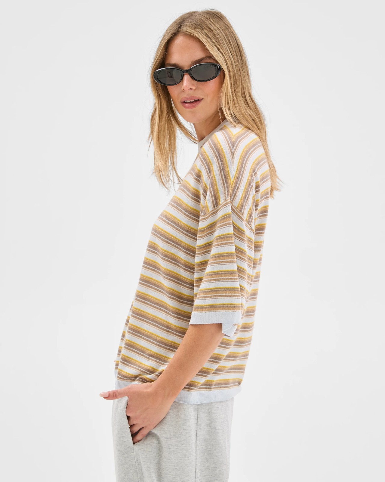 Lily Loves Striped Knit T-Shirt - Glacier 5 of 5