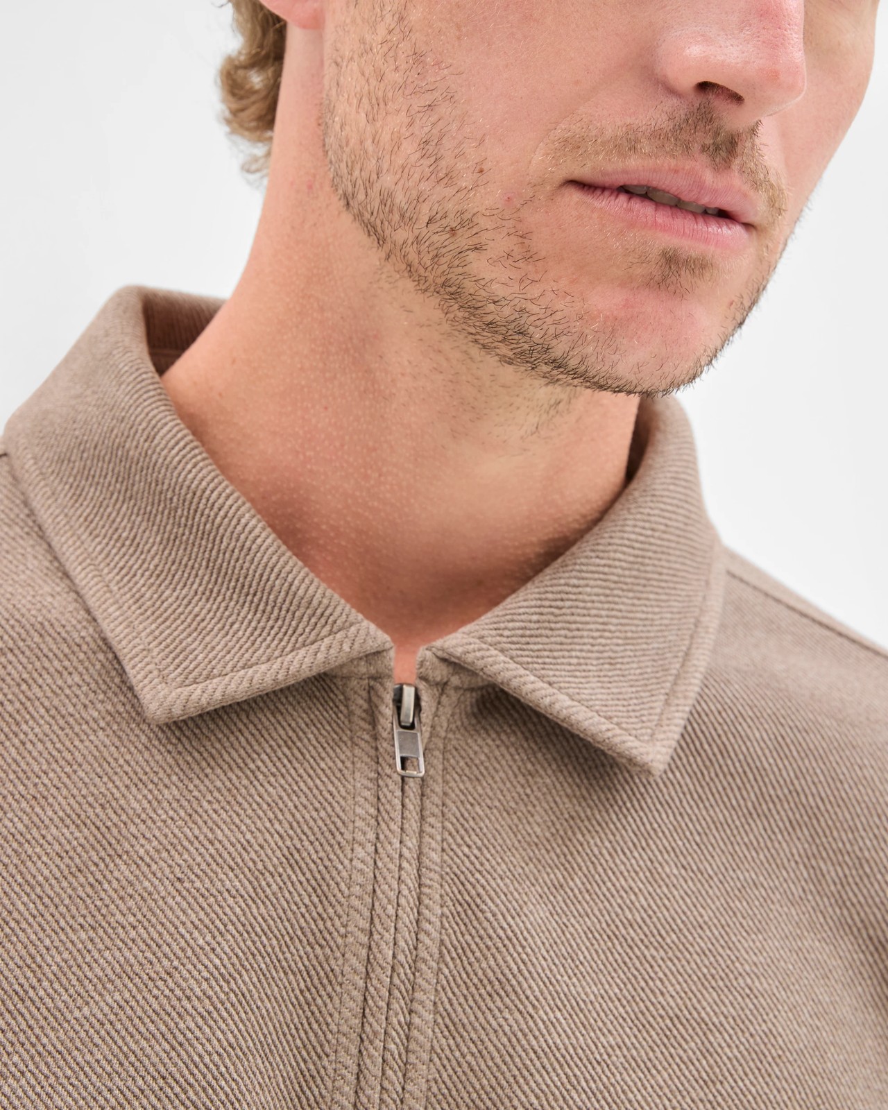 Australian Cotton Blend Fleece 1/4 Zip Collared Top - Rock 3 of 5