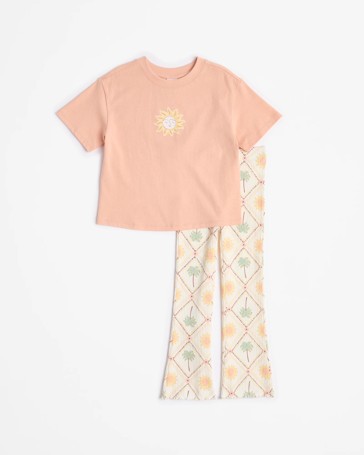 Australian Cotton T-shirt and Ribbed Flare Legging 2 Piece Set