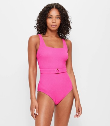 Crinkle One Piece Belted Swim Bathers