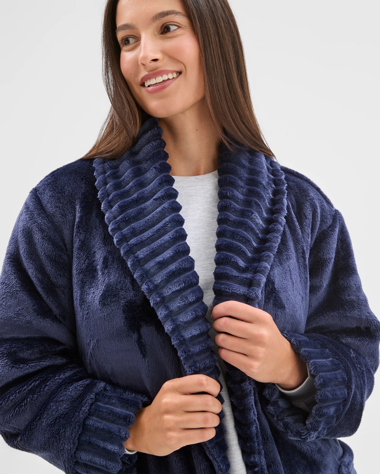 Jacquard Stripe Sleep Robe - Navy 5 of 6