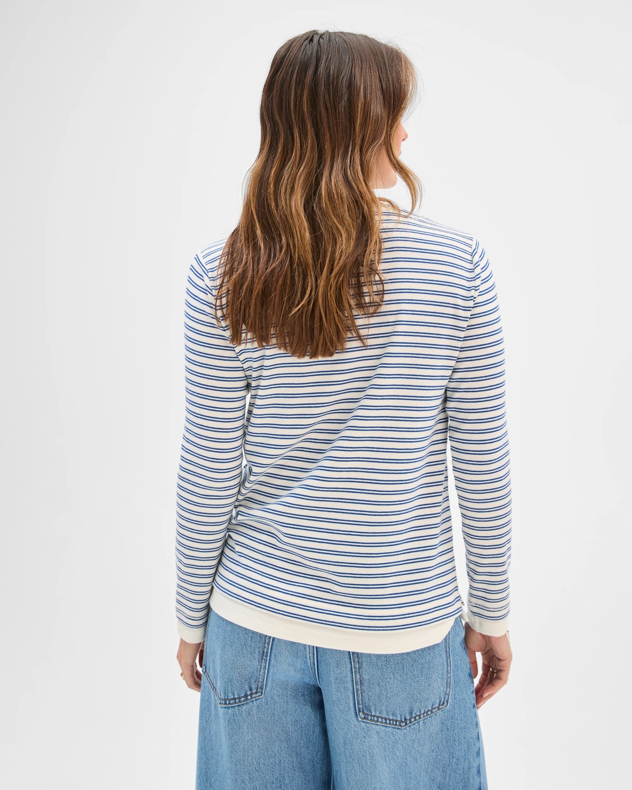 Soft Touch Henley Double Layer T-Shirt - Deep Ocean Stripe 6 of 6
