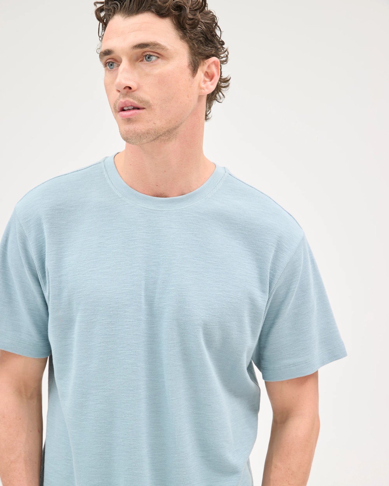Australian Cotton Fashion Textured T-Shirt - Arona Blue 3 of 5