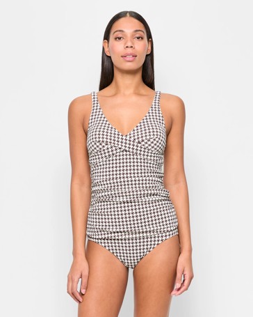 Plunge Ruched Crinkle Tankini Top - Shape Your Body