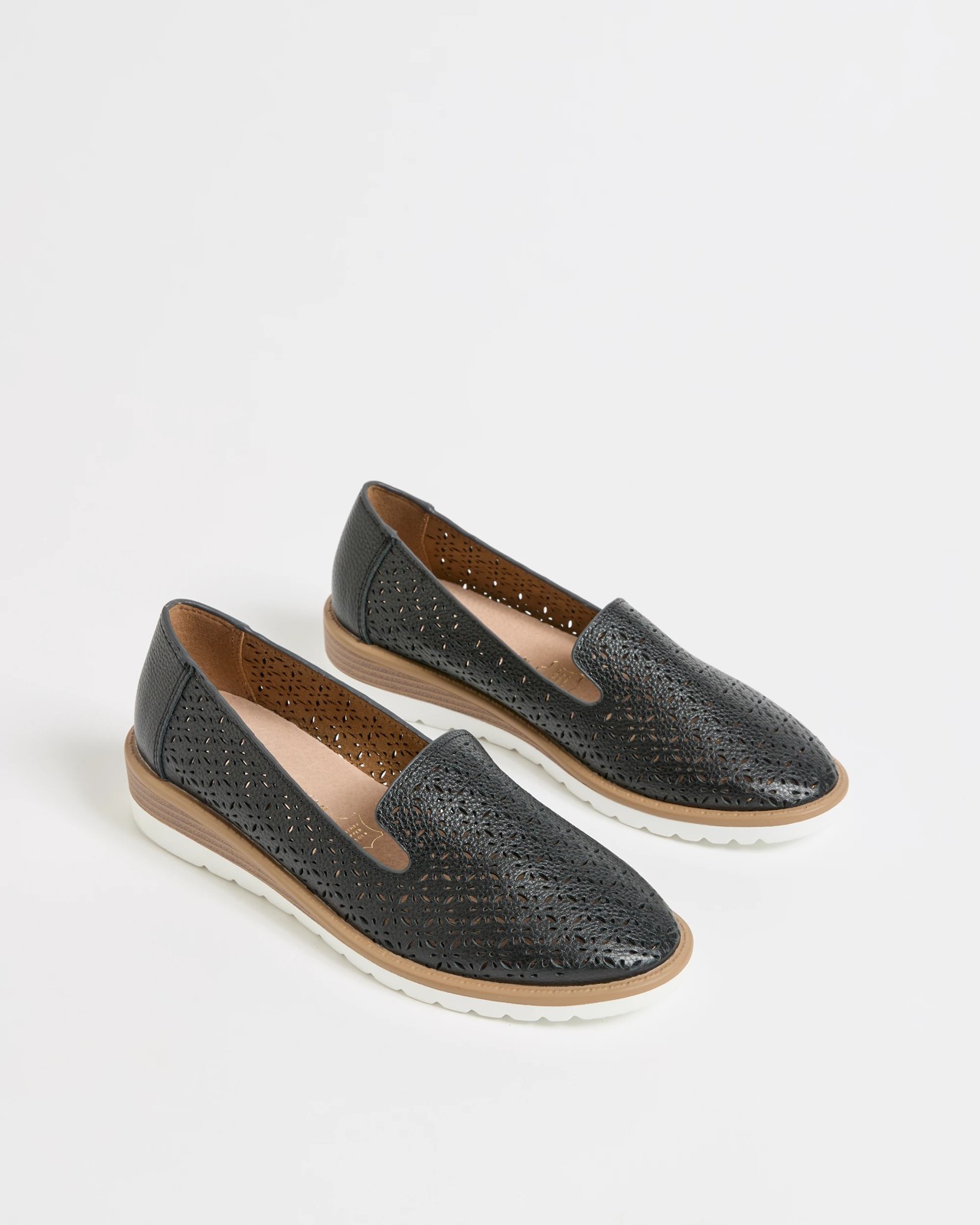Tilly Genuine Leather Lasercut Loafers  - Black 2 of 3