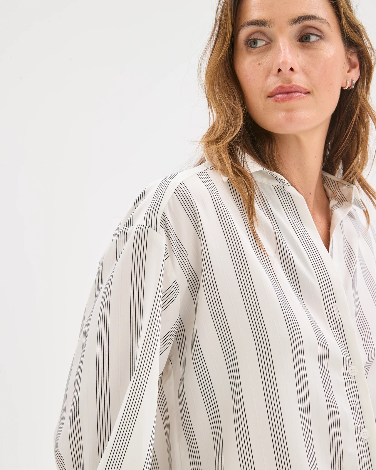 Preview Balloon Sleeve Shirt - White Stripe 3 of 6
