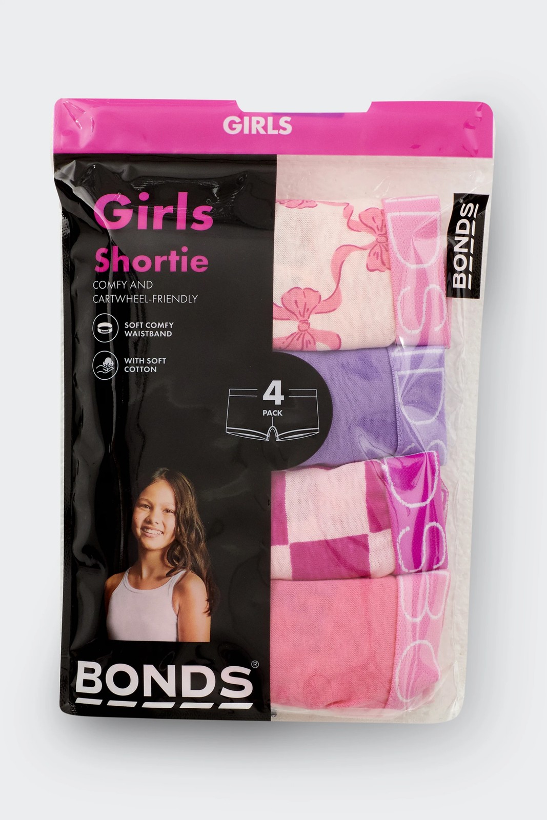 Bonds Girls 4 Pack Shorties 4 of 4
