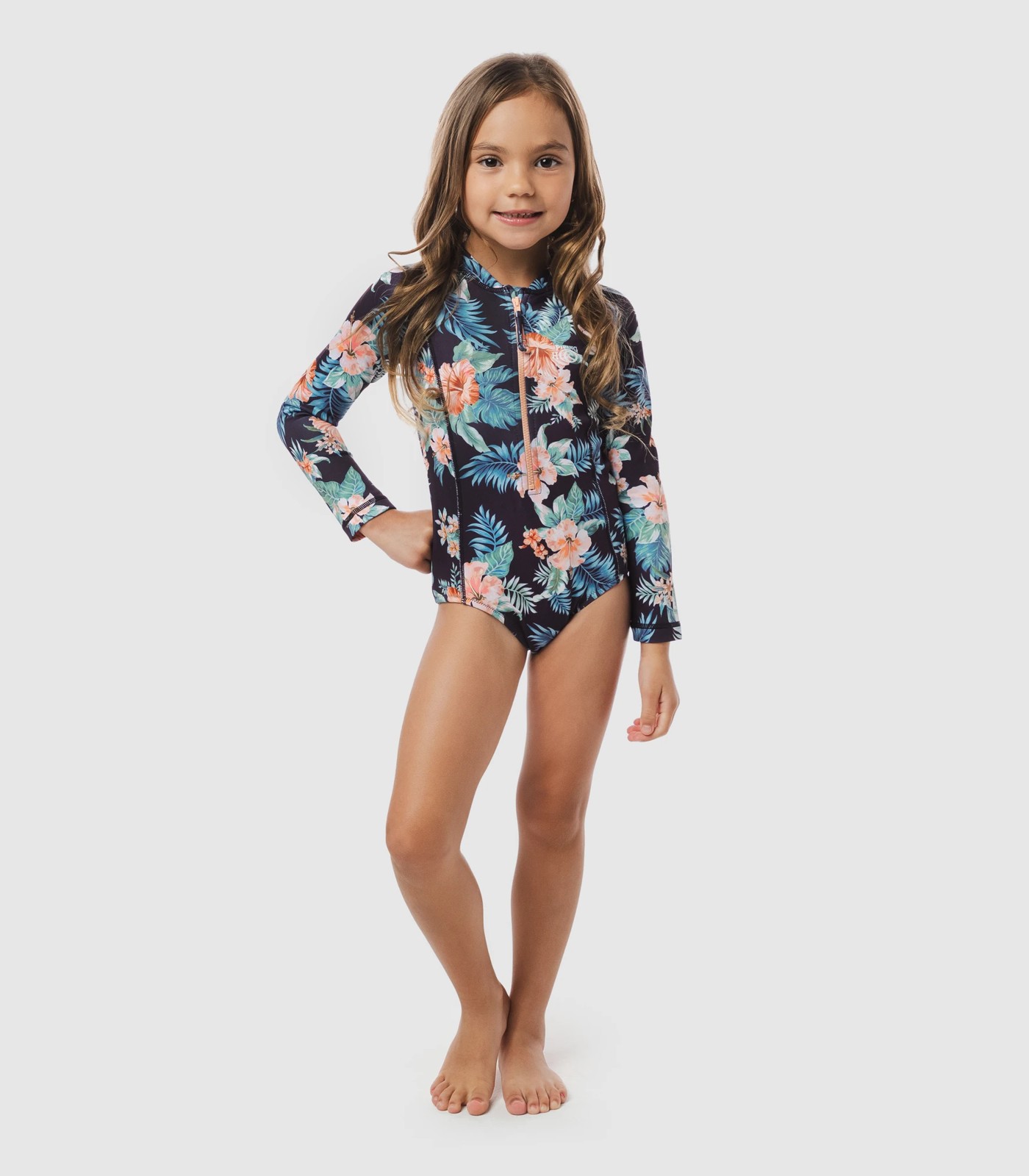 Piping Hot Family Matching Girls Long Sleeve Swim Surfsuit