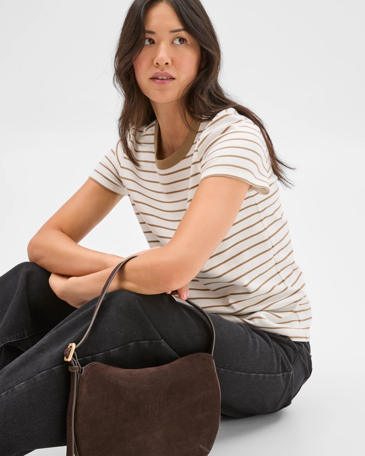 Australian Cotton Interlock Neat T-Shirt - Cloud Dancer/Lead Grey 4 of 5