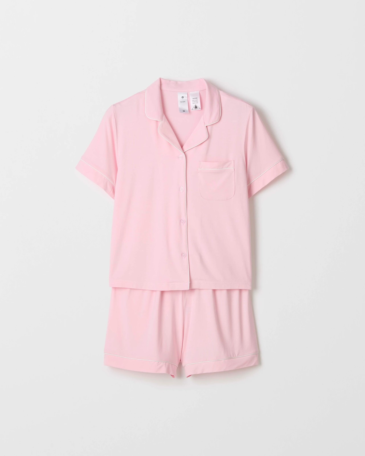 Bamboo Rich Older Girls Button Through Pyjama Set - Pink Solid 5 of 5